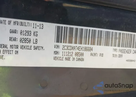 2014 Dodge Charger Police z USA, uszkodzony, nr VIN 2C3CDXAT4EH186684